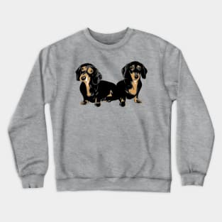 Two Dachshund Puppies Colour Vector Crewneck Sweatshirt